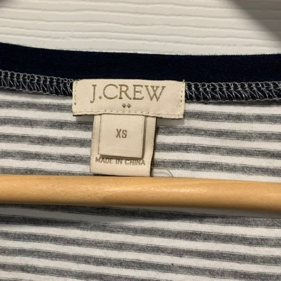 J.Crew Gray White Navy Trim Long Sleeve T Shirt XS - Picture 8 of 9